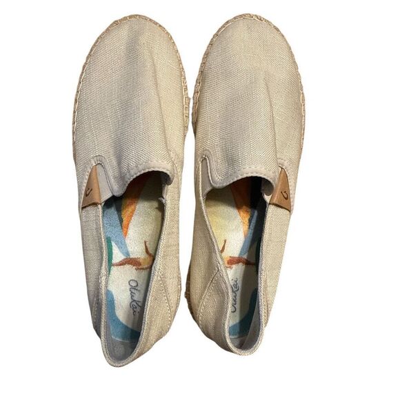 OluKai Kaula Pa'a Kapa Espadrilles Linen Slip On Womens US 8 Tan - Picture 6 of 8
